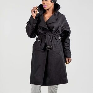 French Designed Classic Black Trench Coat - Women NEW WITH TAGS